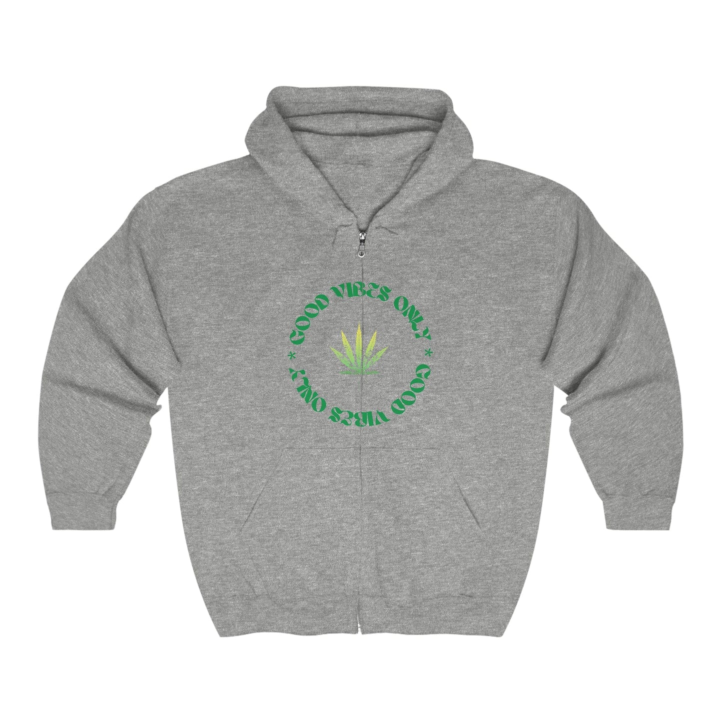 Good Vibes Only Men's Weed Zip Up Hoodie
