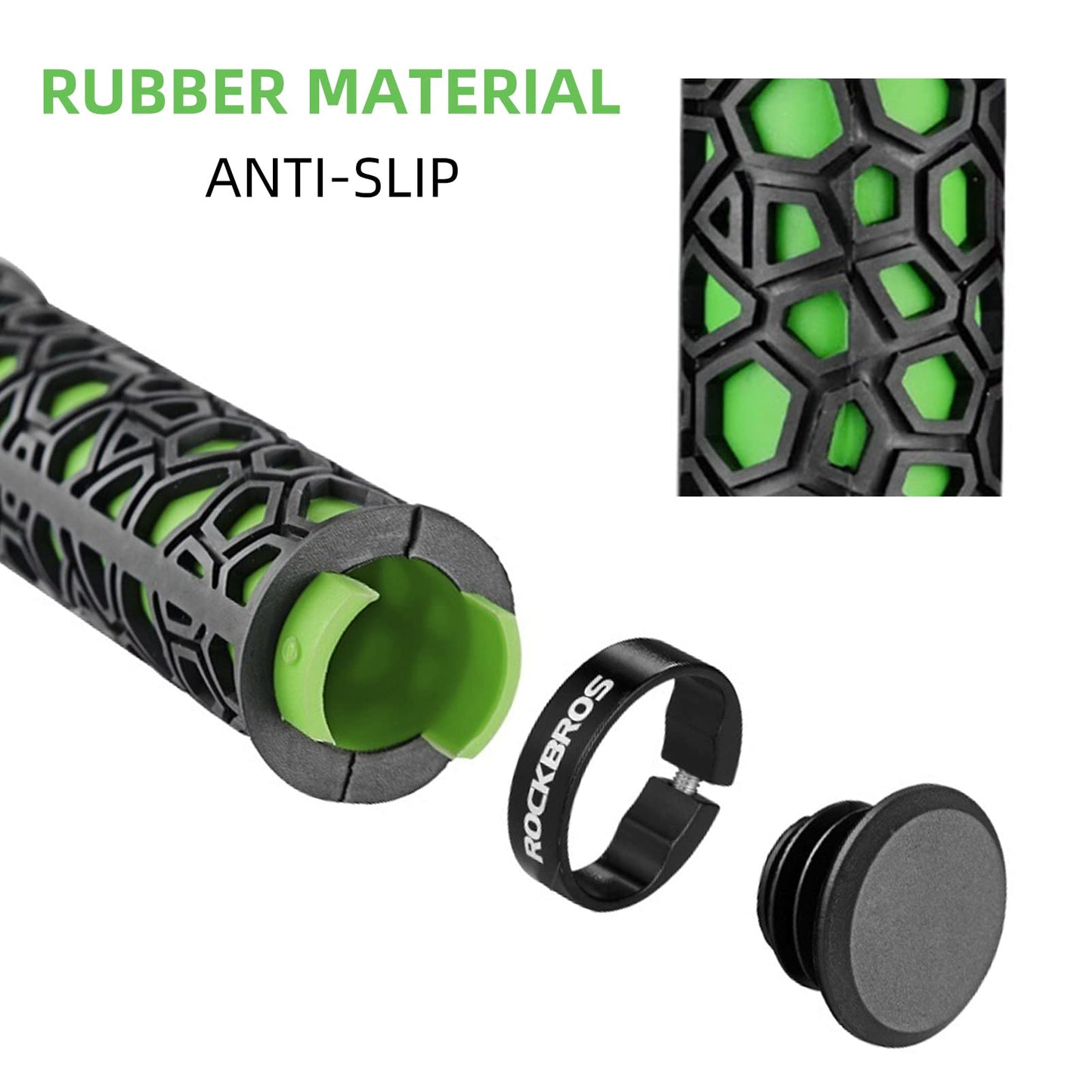 ROCKBROS Bike Handlebar Grips Double Lock-on Non-Slip Grips for MTB, BMX 22.2mm