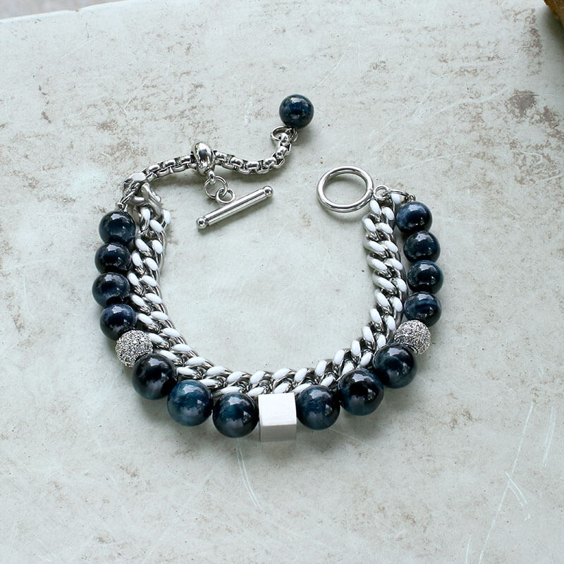 Green Tiger Eye Stainless Steel Bracelet