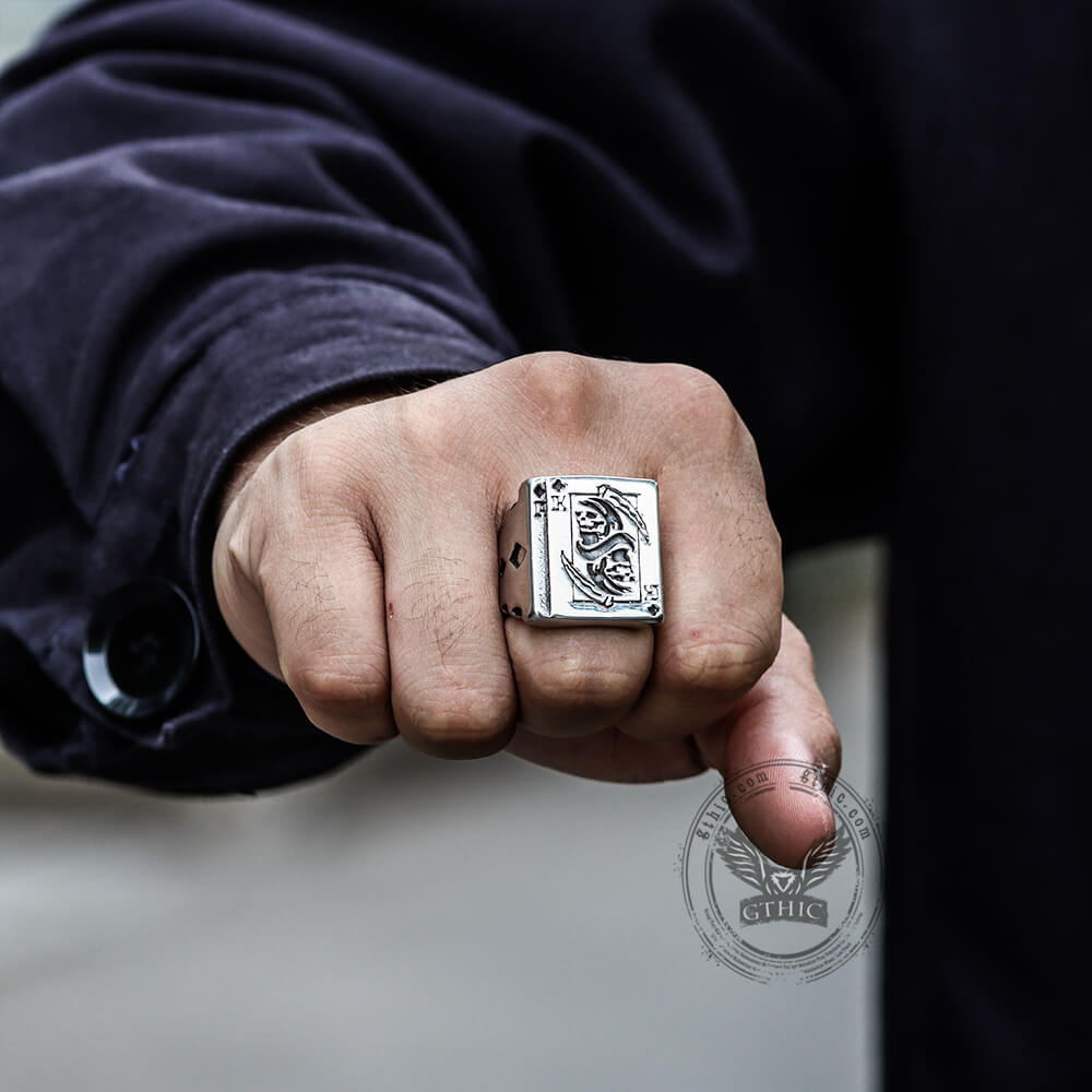 Grim Reaper Poker Stainless Steel Ring