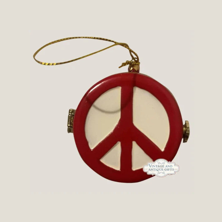 Groovy 1970s Porcelain Peace Sign Christmas Tree Ornaments