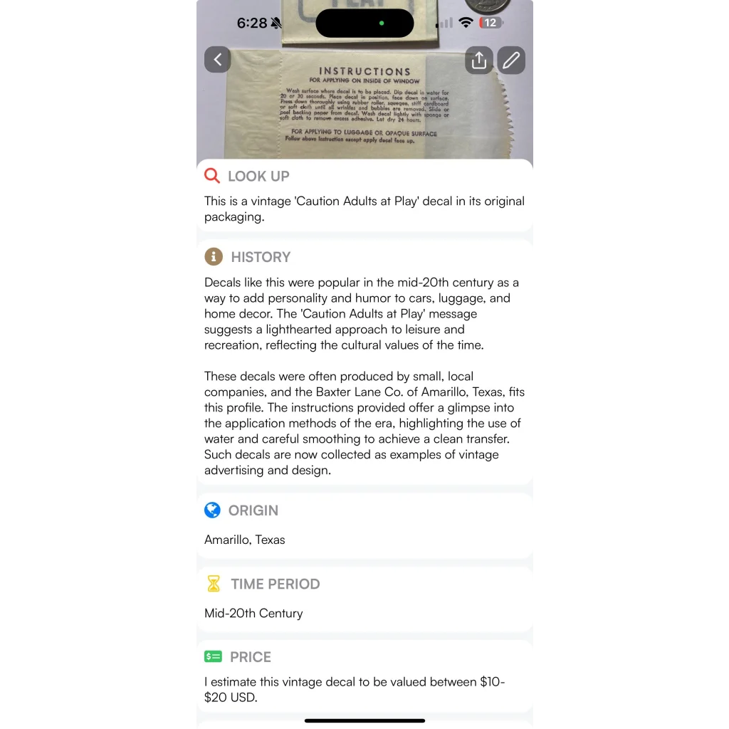 Groovy Vintage 1960s Adults at Play Decal Mid Century NOS Americana