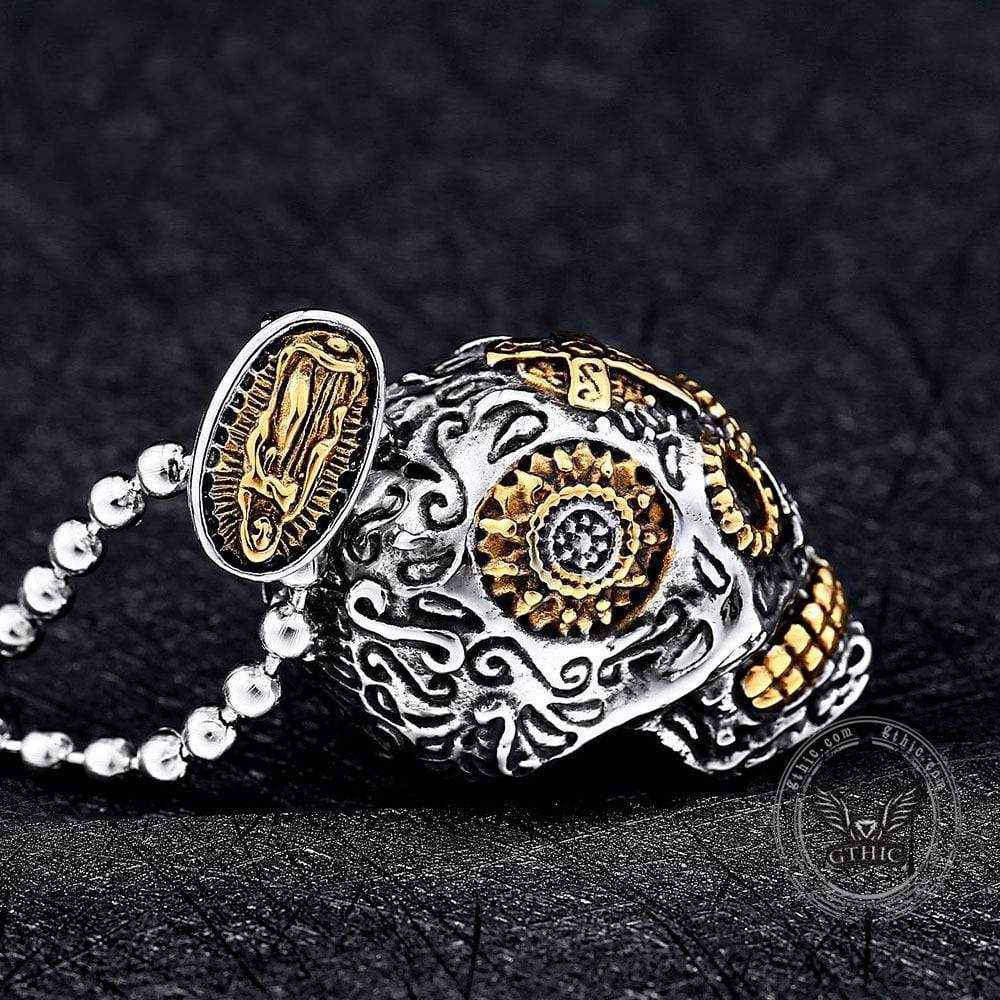 Vintage Cross Sugar Skull Pendant