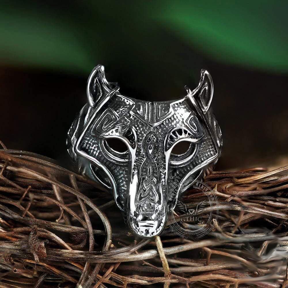 Nordic Wolf Stainless Steel Viking Ring