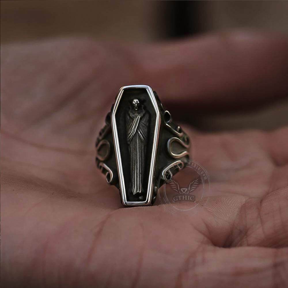 Vampire Coffin Stainless Steel Skull Ring