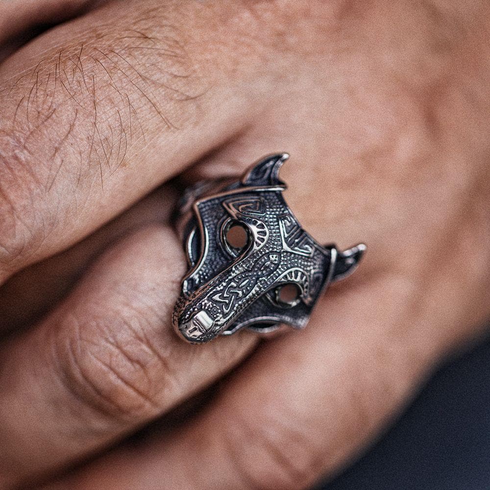 Nordic Wolf Stainless Steel Viking Ring