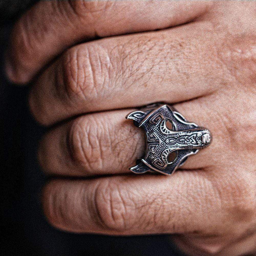 Nordic Wolf Stainless Steel Viking Ring