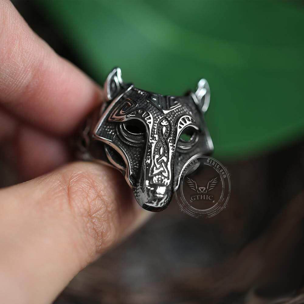 Nordic Wolf Stainless Steel Viking Ring