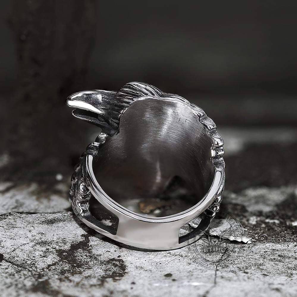 Odin Ravens Huginn and Munin Stainless Steel Viking Ring