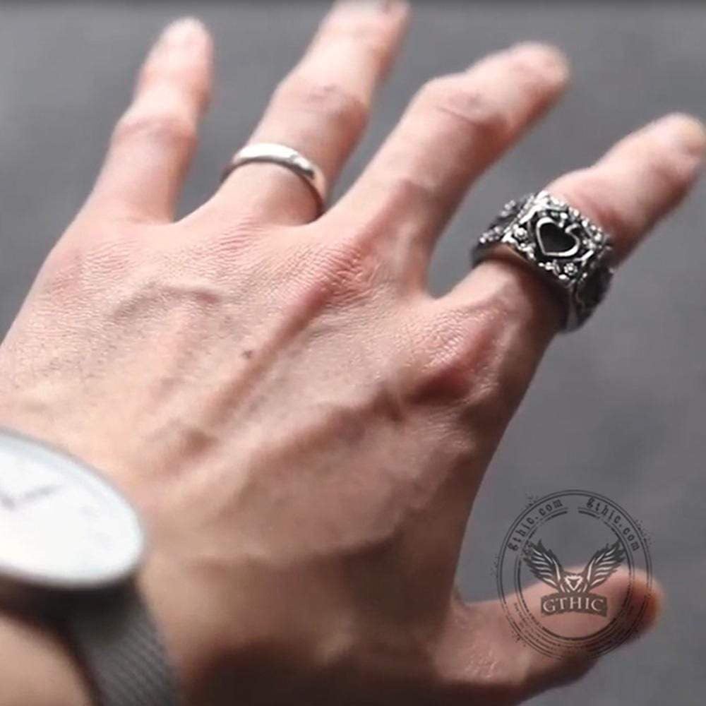 Poker Spades Stainless Steel Biker Ring