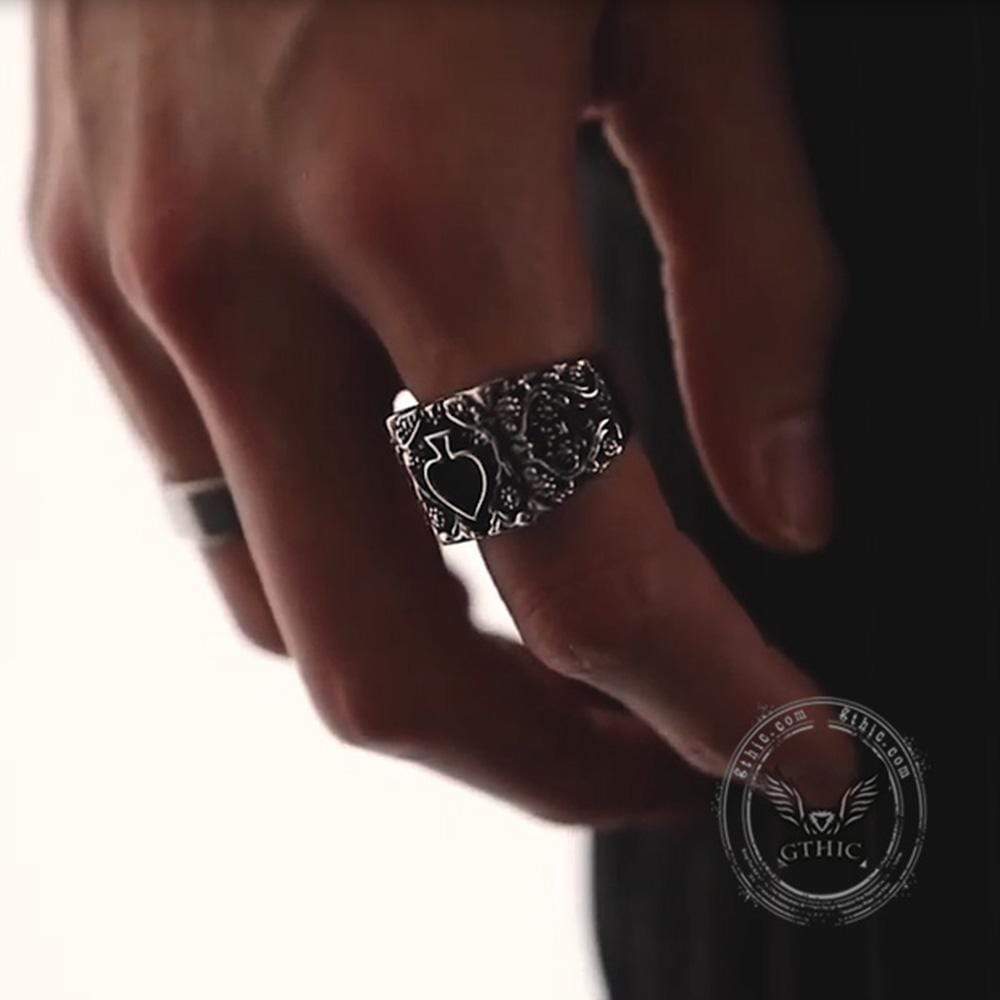 Poker Spades Stainless Steel Biker Ring