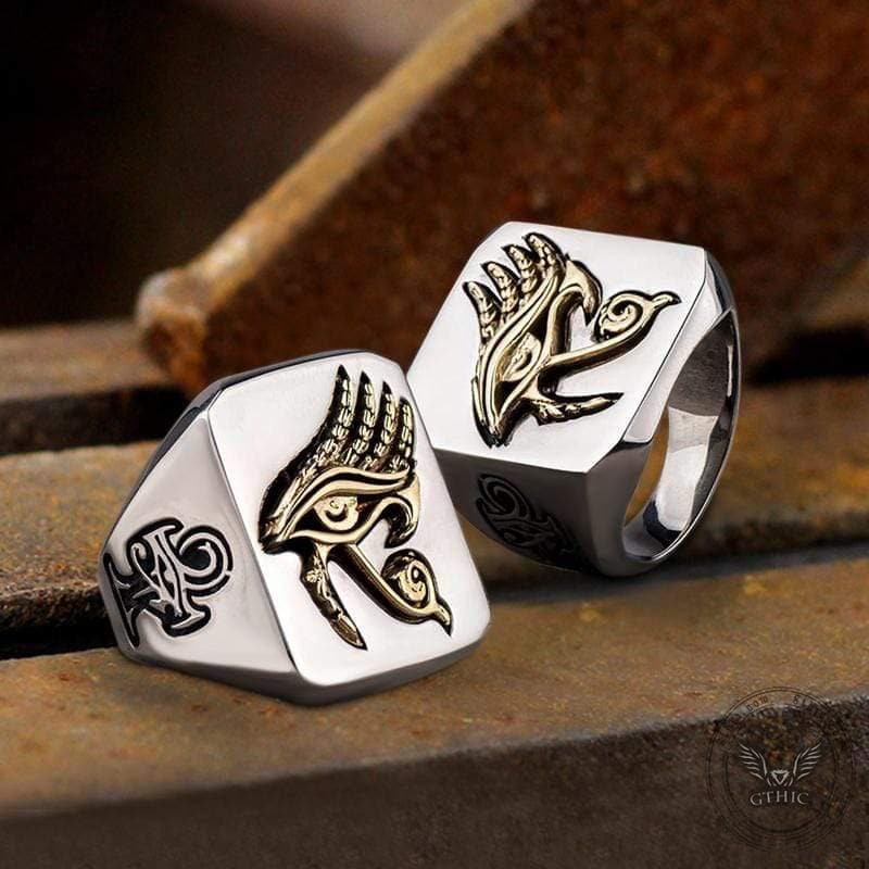 Eye of Horus Stainless Steel Egyptian Mythology Ring