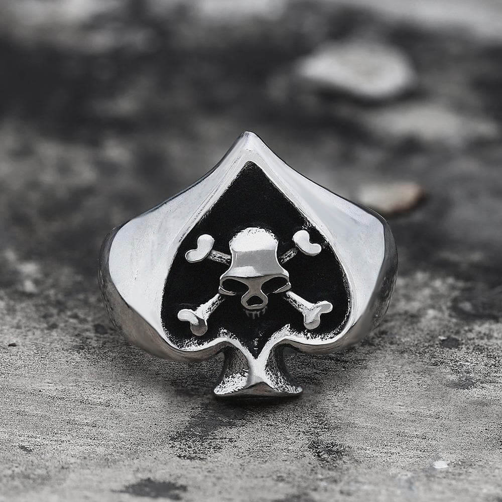 Spades Stainless Steel Skull Ring
