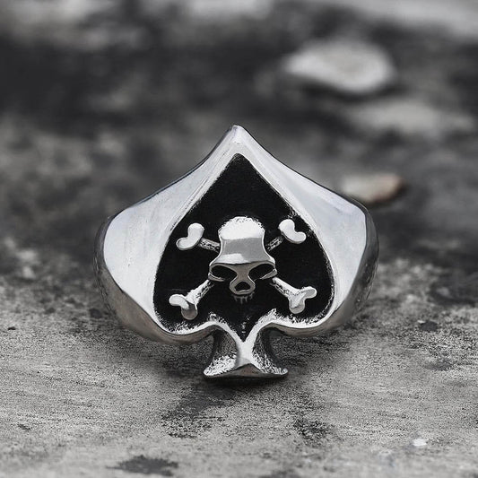 Spades Stainless Steel Skull Ring