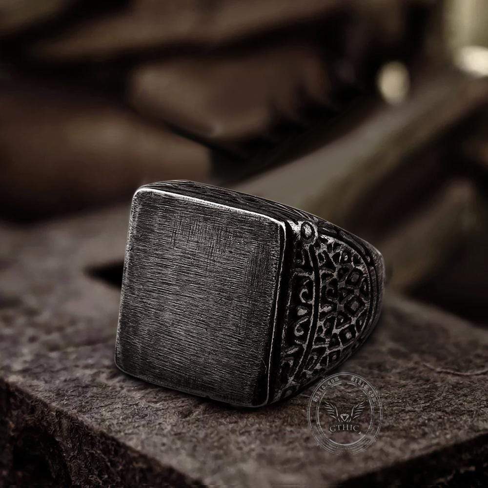 Retro Simple Stainless Steel Engraved Ring