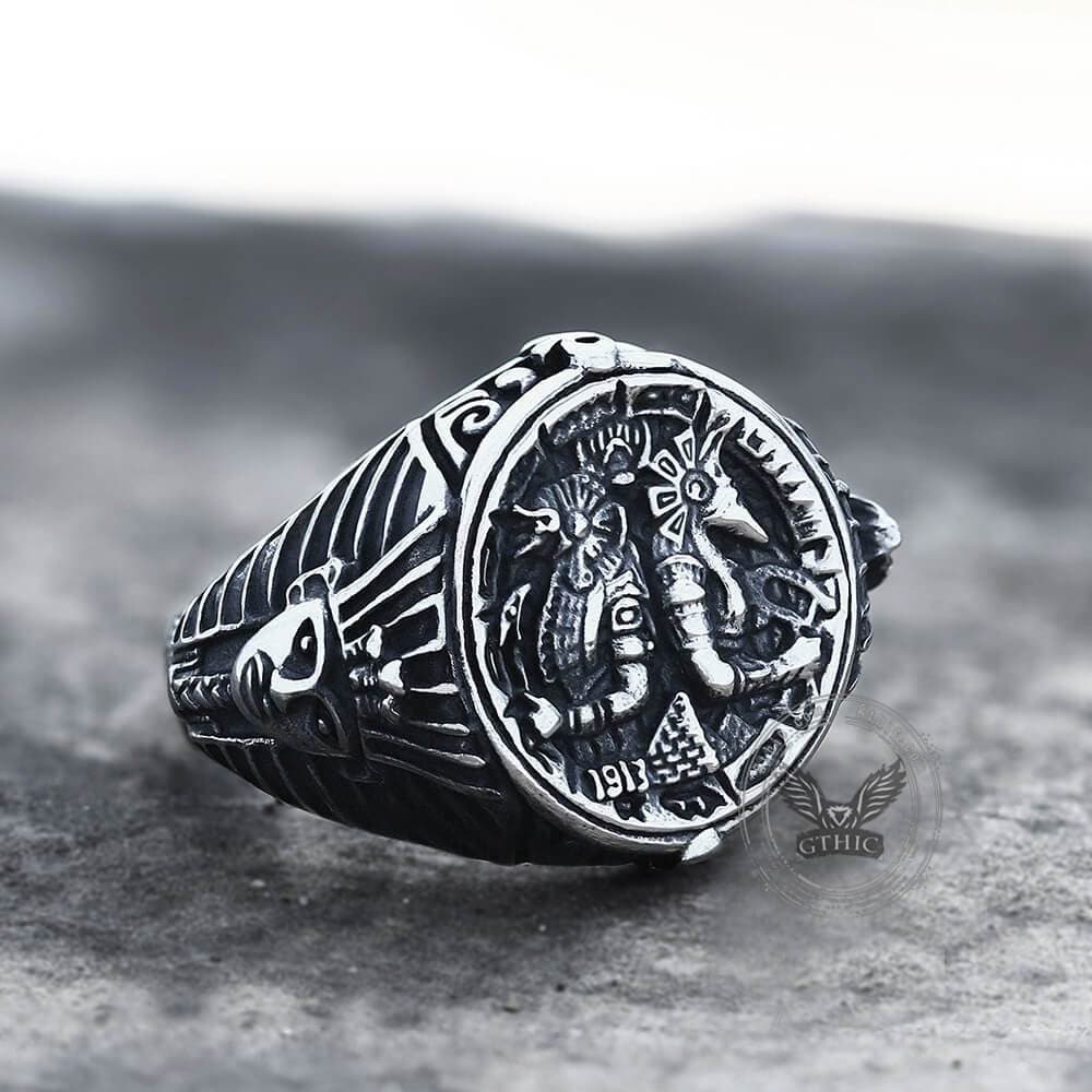 Ancient Egyptian Pharaoh Horus Tutankhamun Stainless Steel Ring