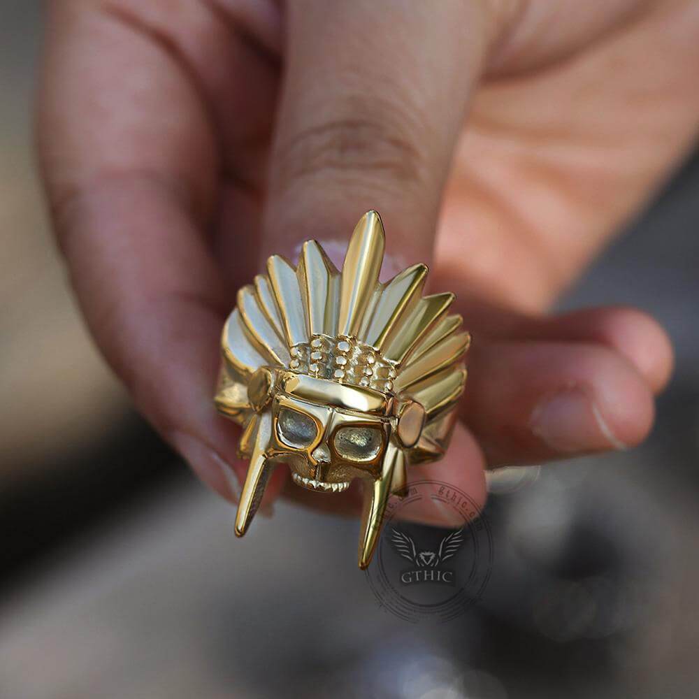 Tribal Chief Stainless Steel Skull Ring