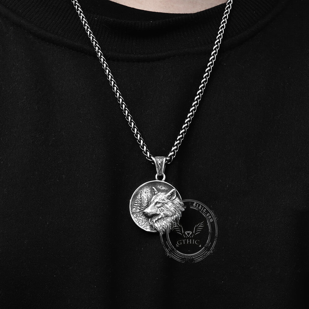 Guardian Wolf Stainless Steel Viking Pendant