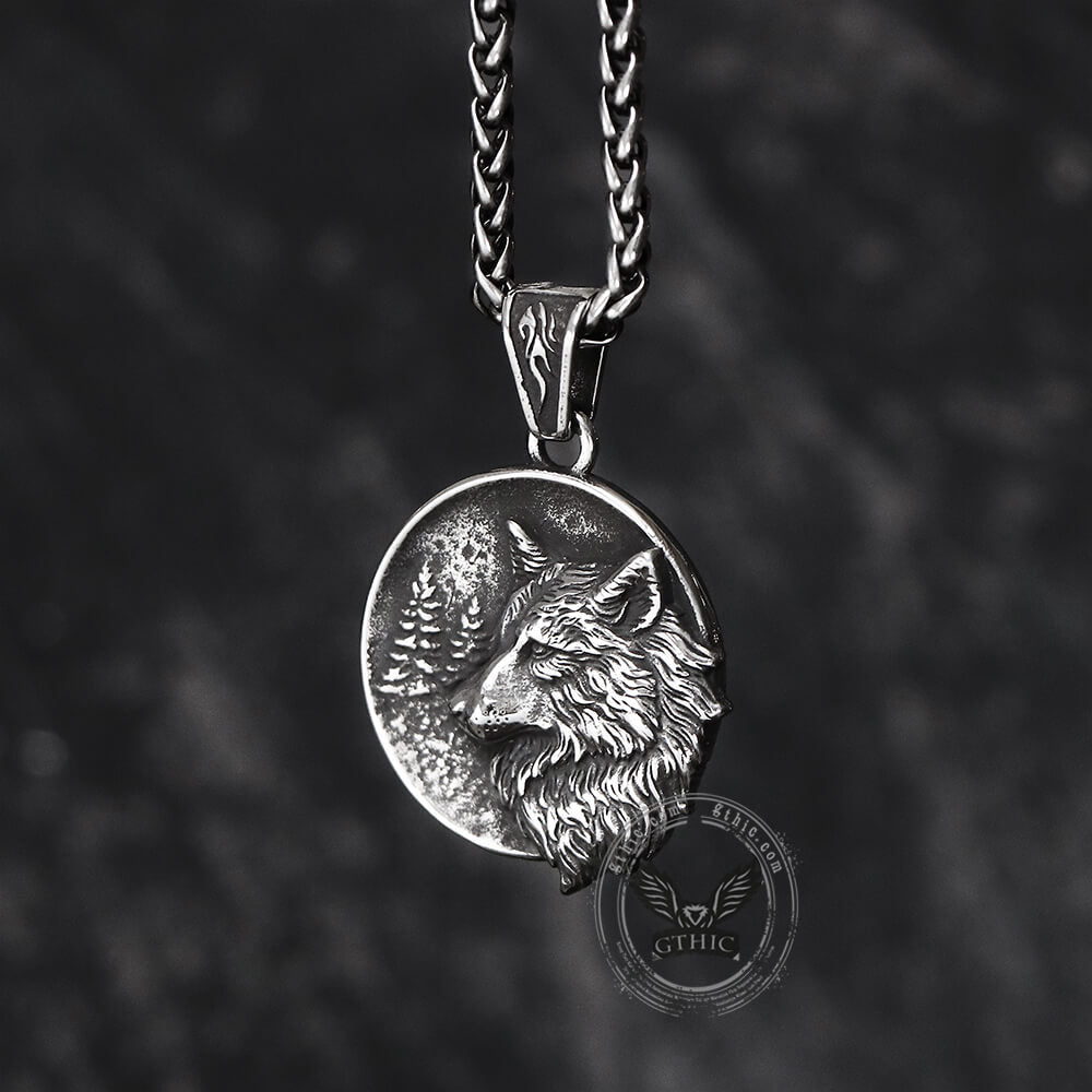Guardian Wolf Stainless Steel Viking Pendant