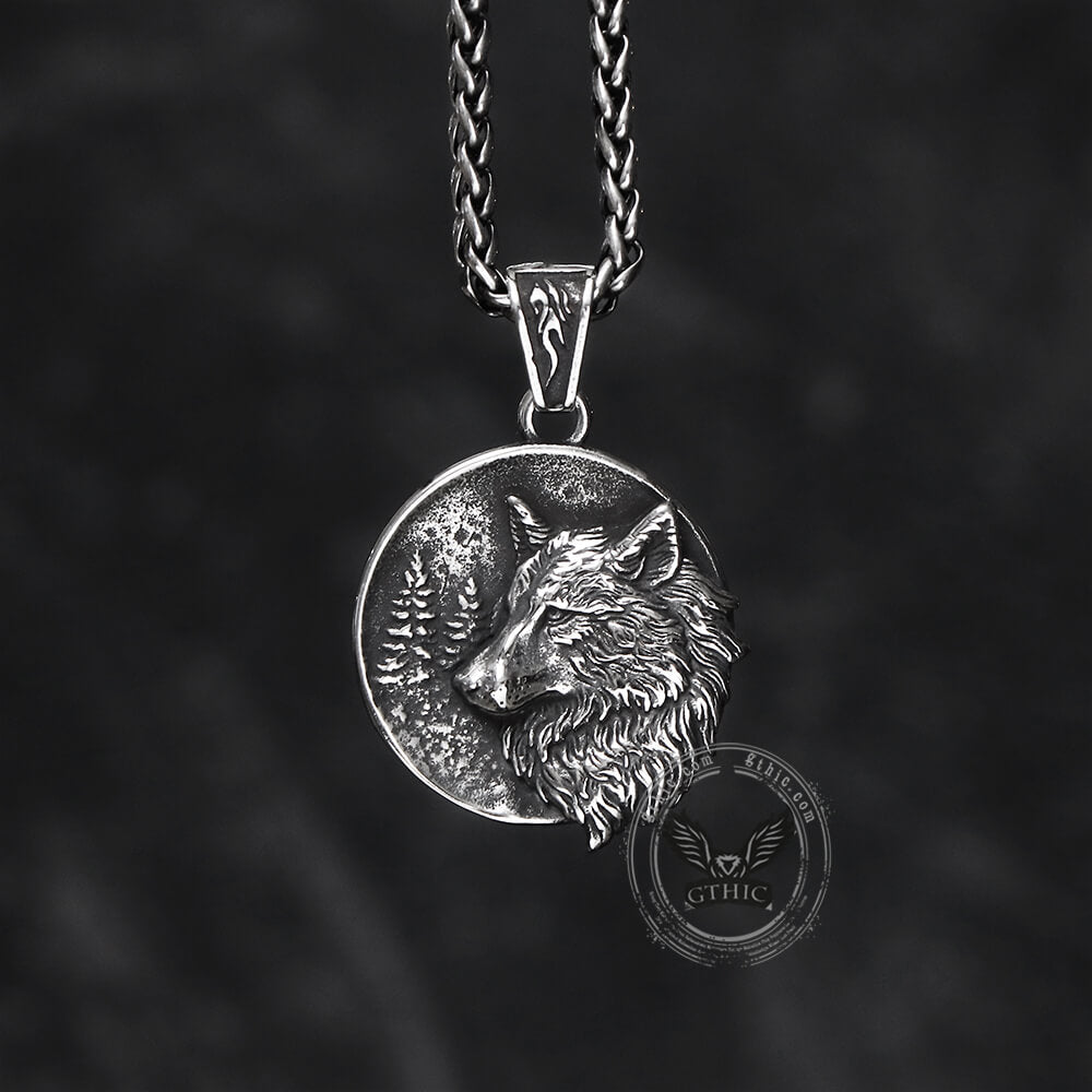 Guardian Wolf Stainless Steel Viking Pendant