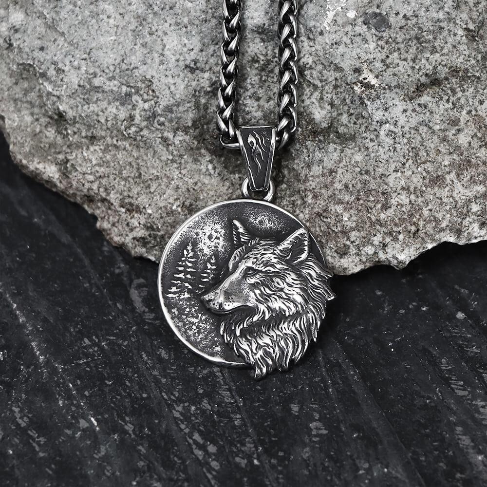 Guardian Wolf Stainless Steel Viking Pendant