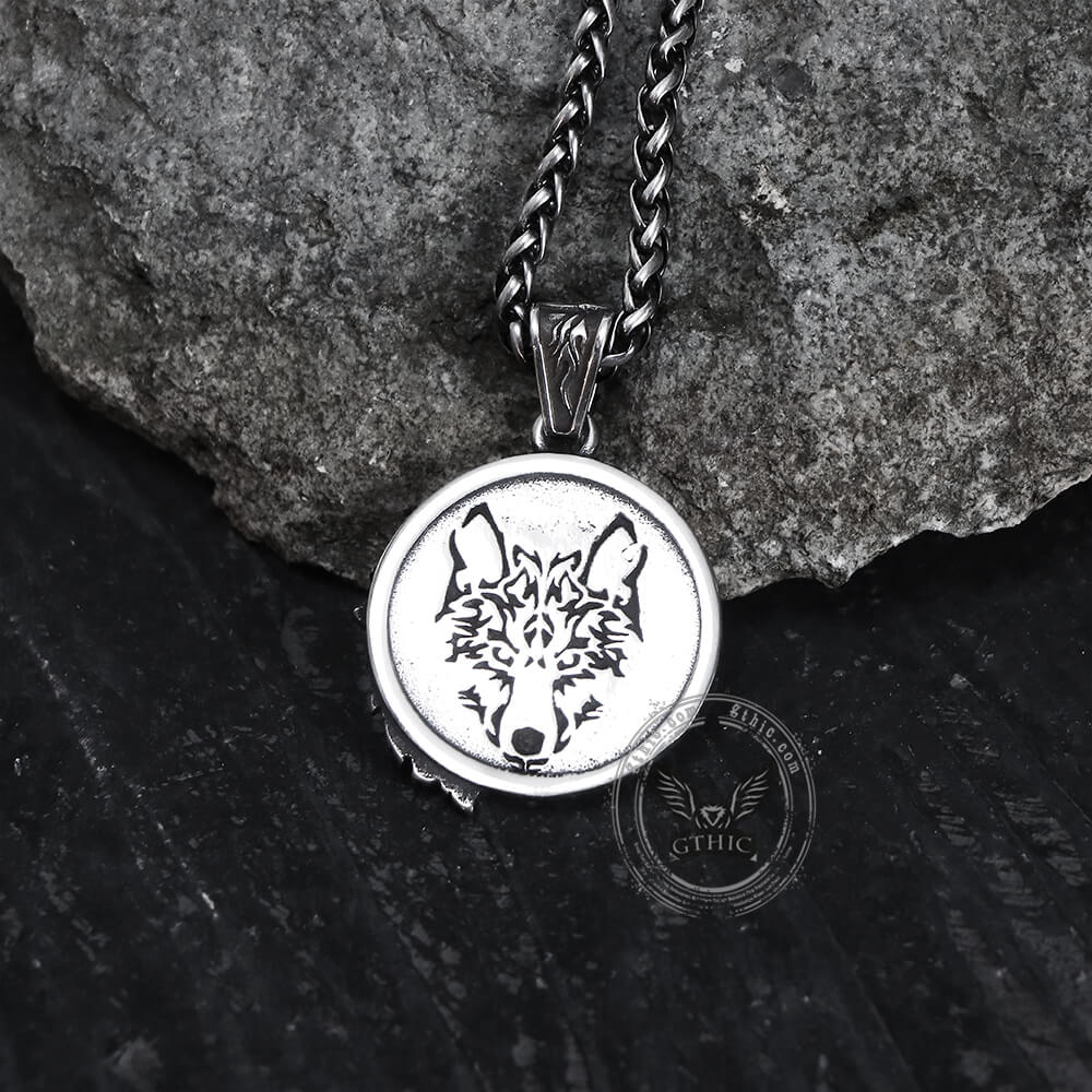 Guardian Wolf Stainless Steel Viking Pendant