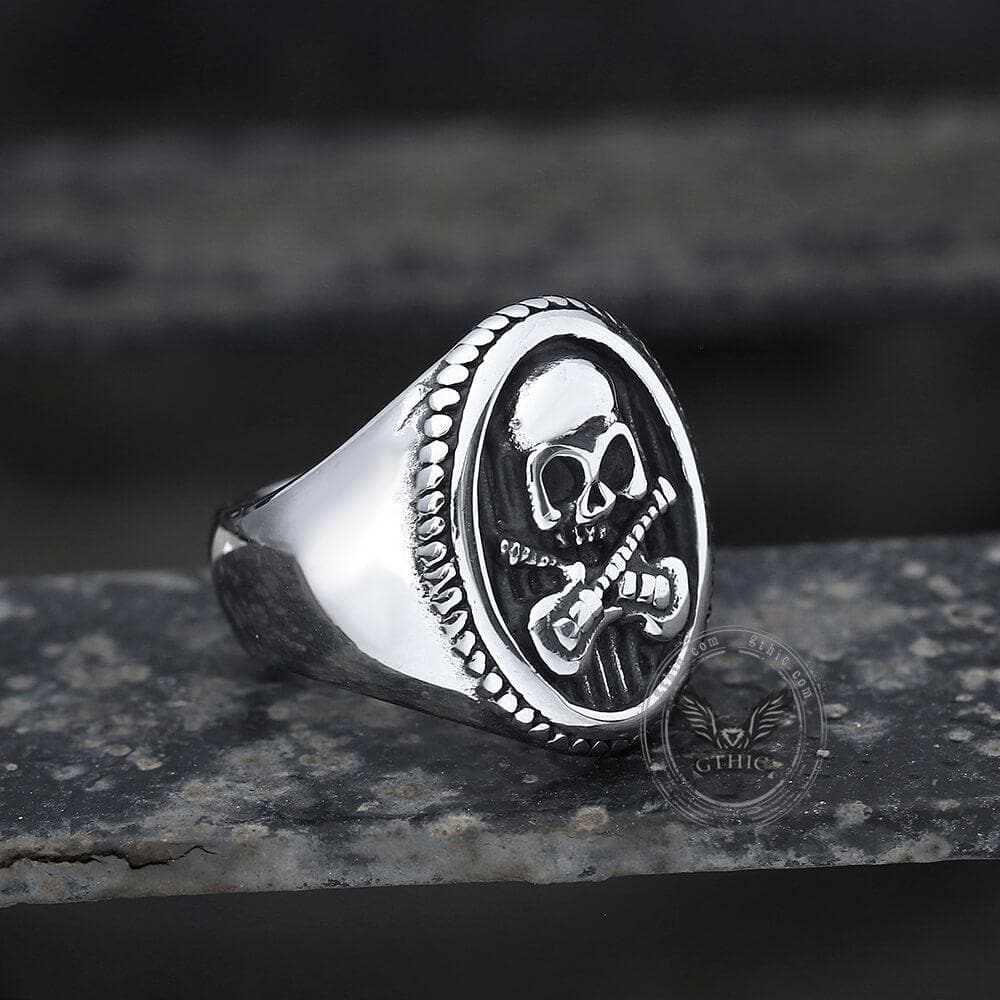 Guitar Skull Stainless Steel Ring