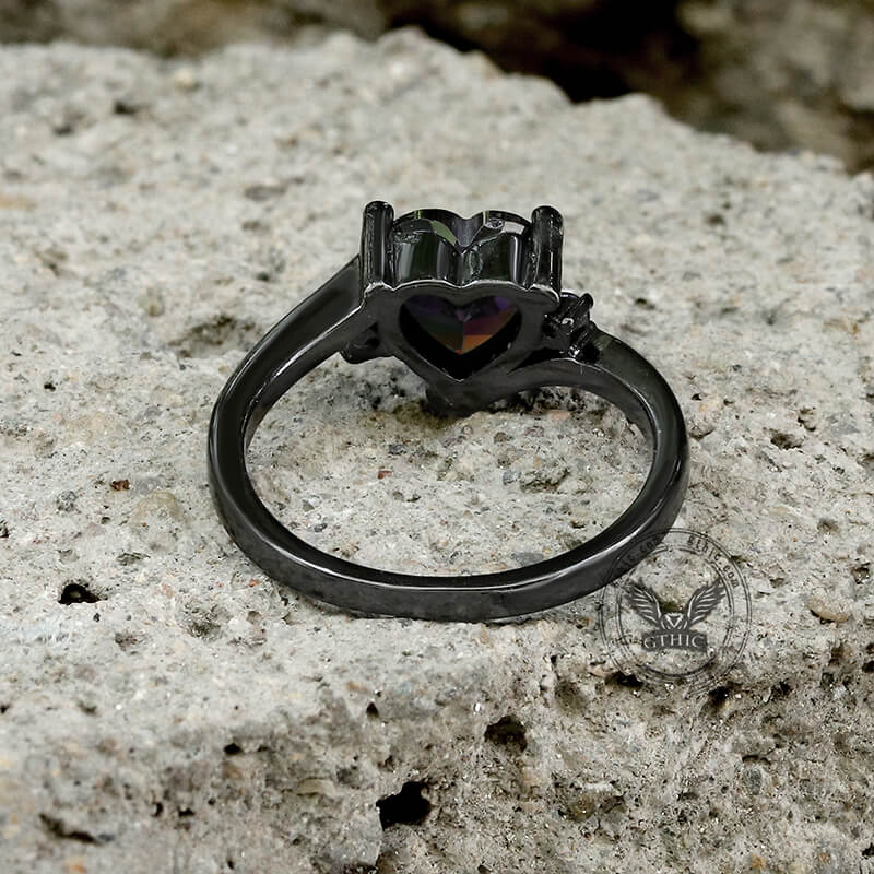 Heart-shaped Purple Zircon Brass Engagement Ring