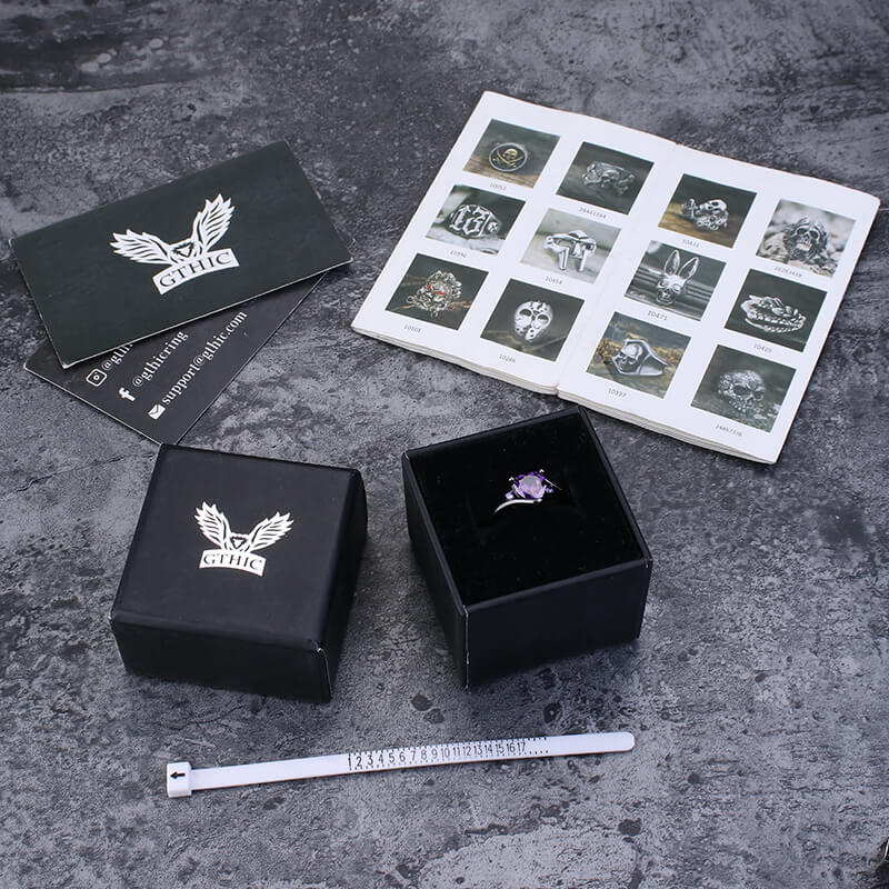 Heart-shaped Purple Zircon Brass Engagement Ring