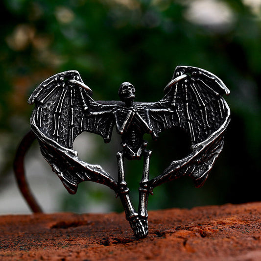 Heart Shape Skeleton Stainless Steel Skull Pendant