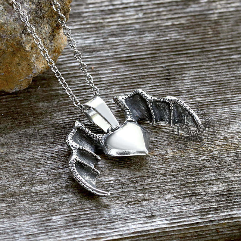 Heart With Wings Stainless Steel Pendant