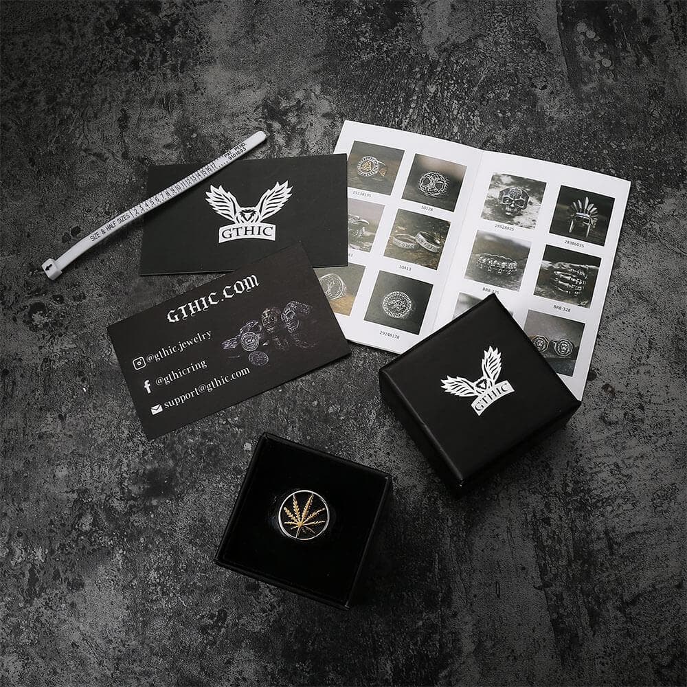 Hemp Leaf Stainless Steel Ring