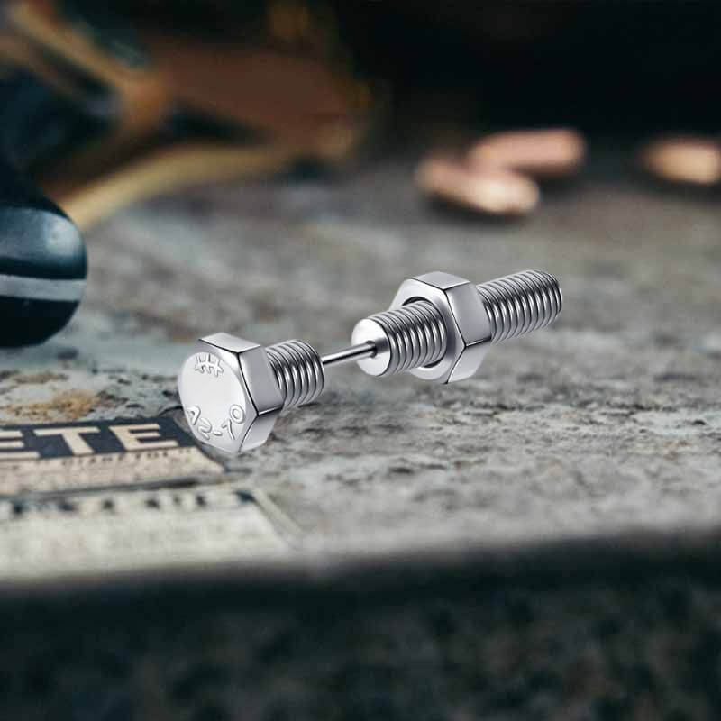 Hex Bolt Stainless Steel Screw Stud Earrings
