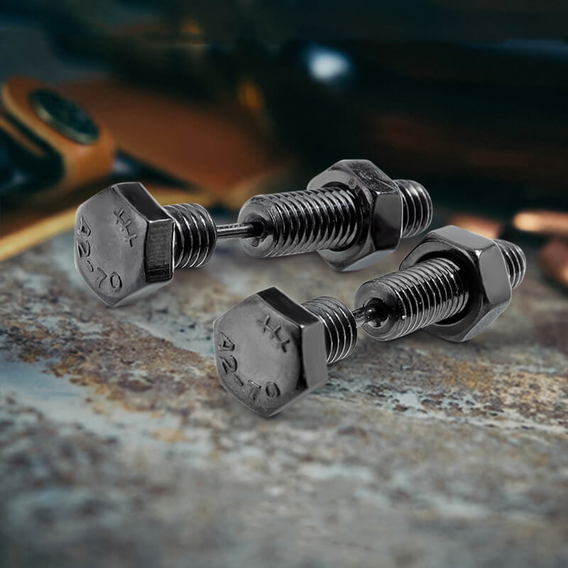 Hex Bolt Stainless Steel Screw Stud Earrings