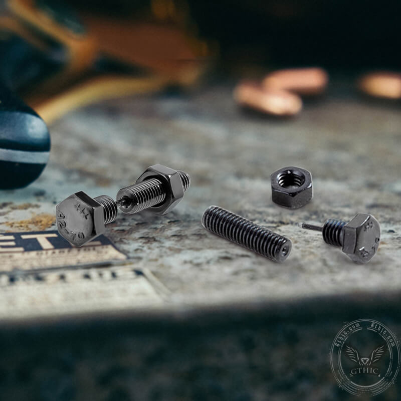 Hex Bolt Stainless Steel Screw Stud Earrings