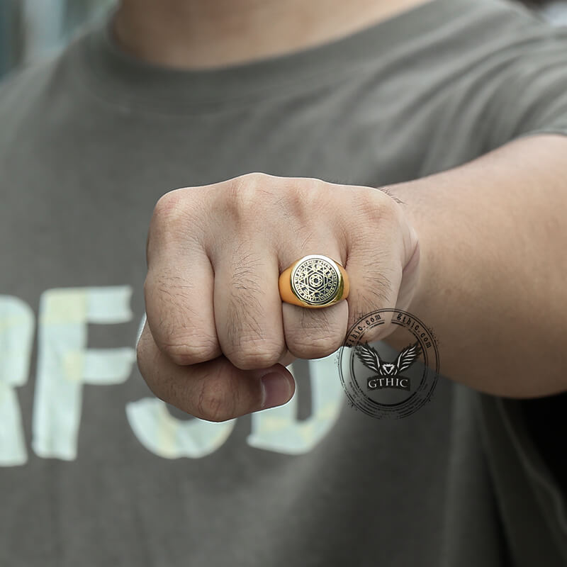 Hexagram 12 Zodiac Sign Stainless Steel Ring