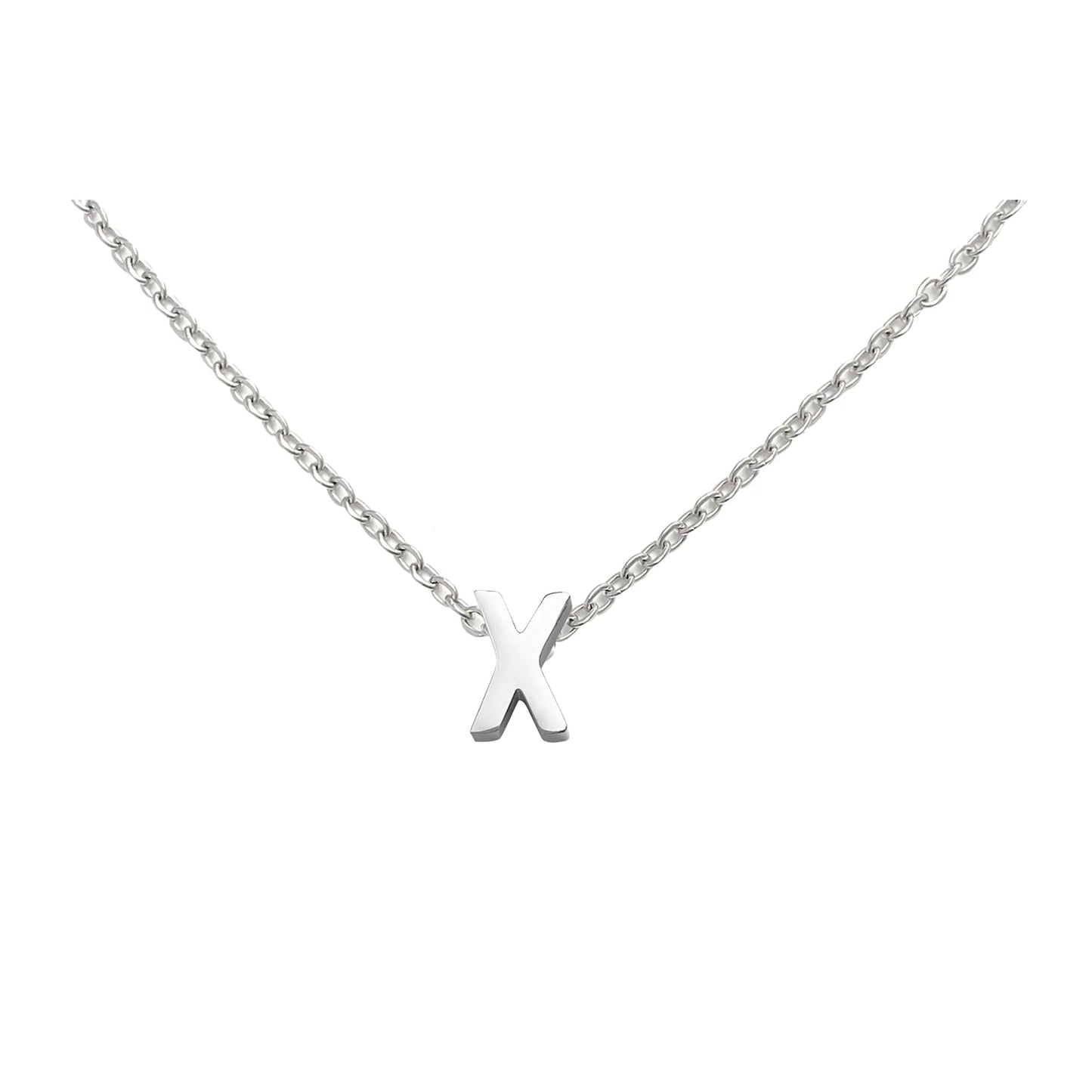 Wironoat Necklaces For Women Initial Necklaces Letter Necklace Silver Plated A-Z Pendant Titanium Necklace For Women Silver X