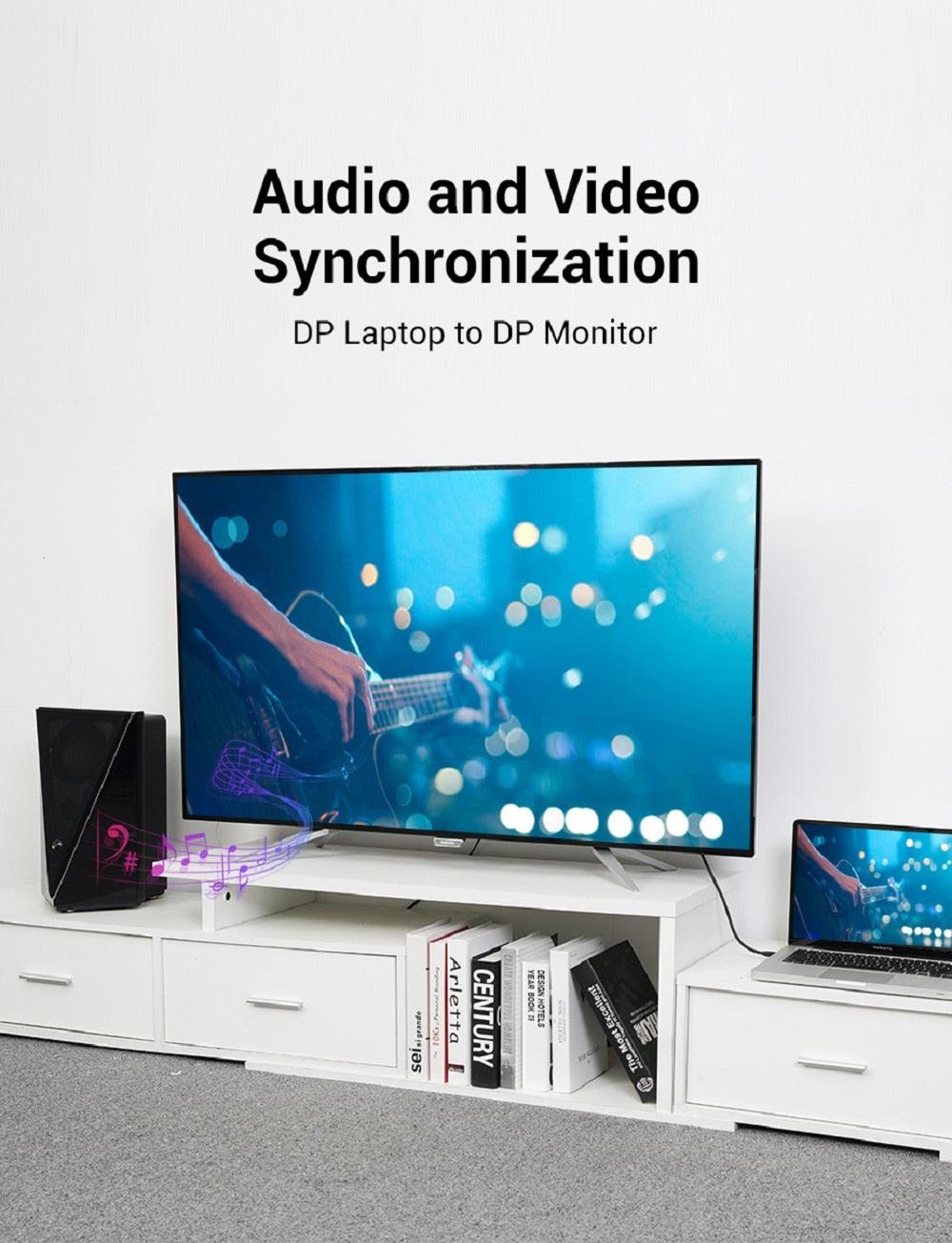 High Speed 32.4Gbps Slim And Flexible 1.4 8K 4K HDR 60Hz DisplayPort Cable Adapter For Video PC Laptop TV Monitor