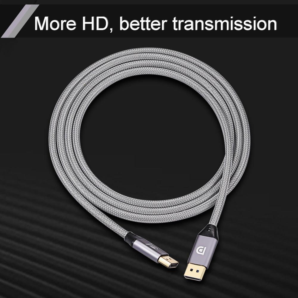 High Speed 32.4Gbps Slim And Flexible 1.4 8K 4K HDR 60Hz DisplayPort Cable Adapter For Video PC Laptop TV Monitor