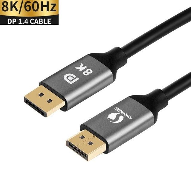 High Speed 32.4Gbps Slim And Flexible 1.4 8K 4K HDR 60Hz DisplayPort Cable Adapter For Video PC Laptop TV Monitor