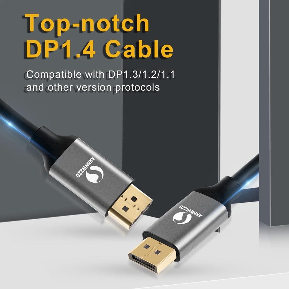 High Speed 32.4Gbps Slim And Flexible 1.4 8K 4K HDR 60Hz DisplayPort Cable Adapter For Video PC Laptop TV Monitor