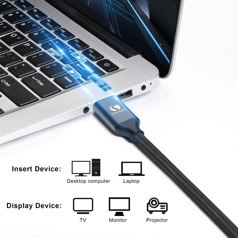 High Speed 32.4Gbps Slim And Flexible 1.4 8K 4K HDR 60Hz DisplayPort Cable Adapter For Video PC Laptop TV Monitor