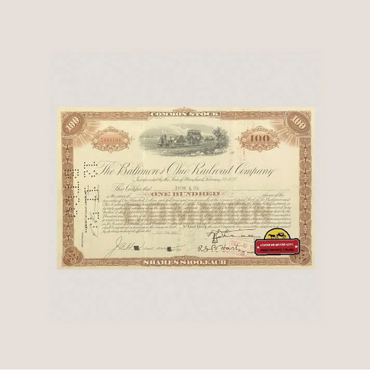 Historic Ohio Railroad Stock Certificate Featuring Tom Thumb