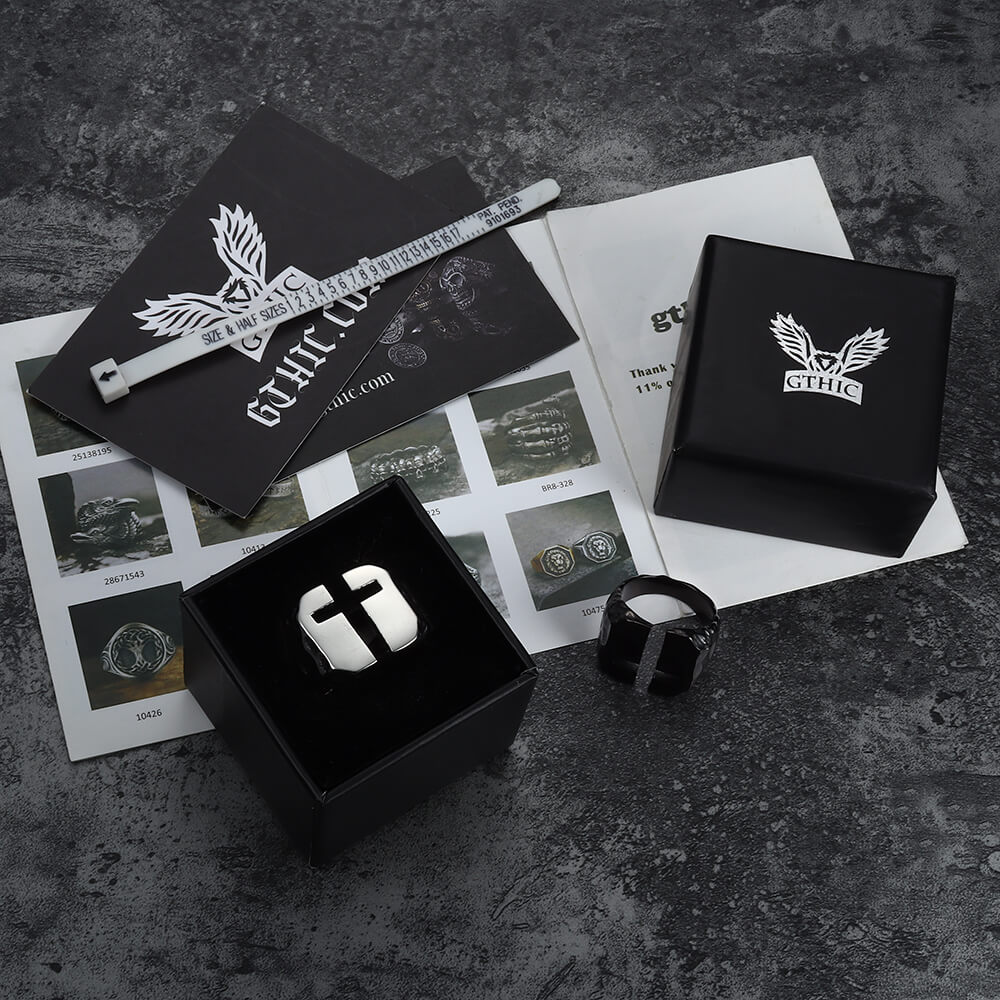 Hollow Cross Stainless Steel Ring