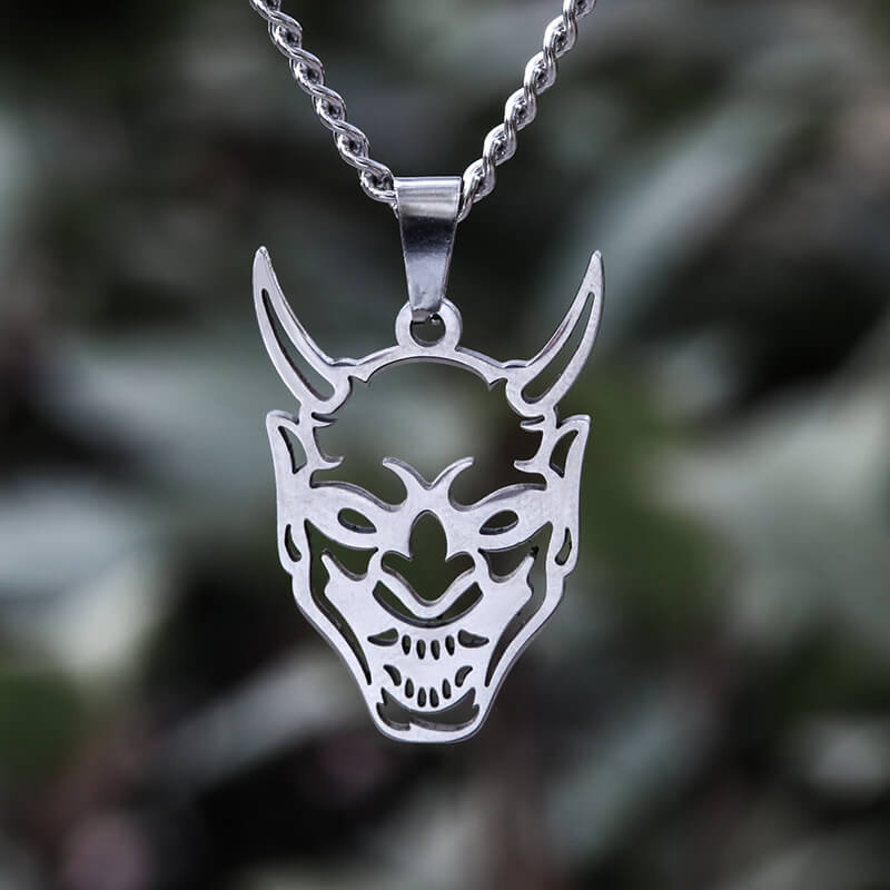 Hollow Oni Mask Stainless Steel Necklace