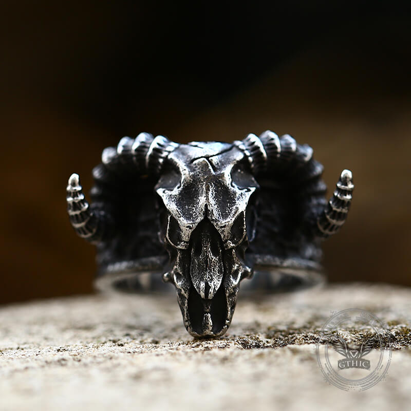 Horned Goat Stainless Steel Satan Ring