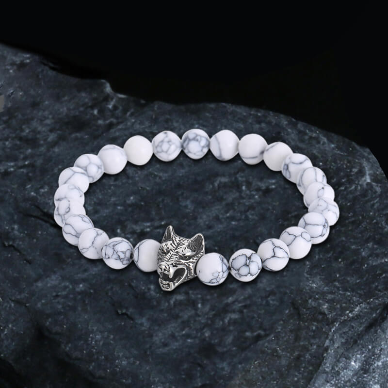 Howling Wolf Turquoise Bead Bracelet