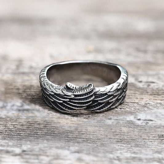 Hugging Angel Wing Stainless Steel Ring