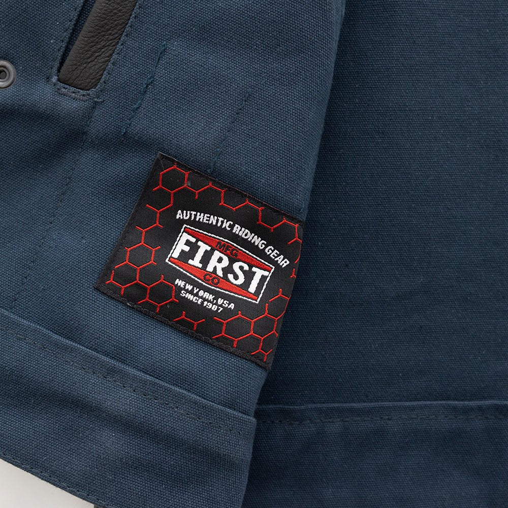 Hunt Club Motorcycle Leather Canvas Vest Blue