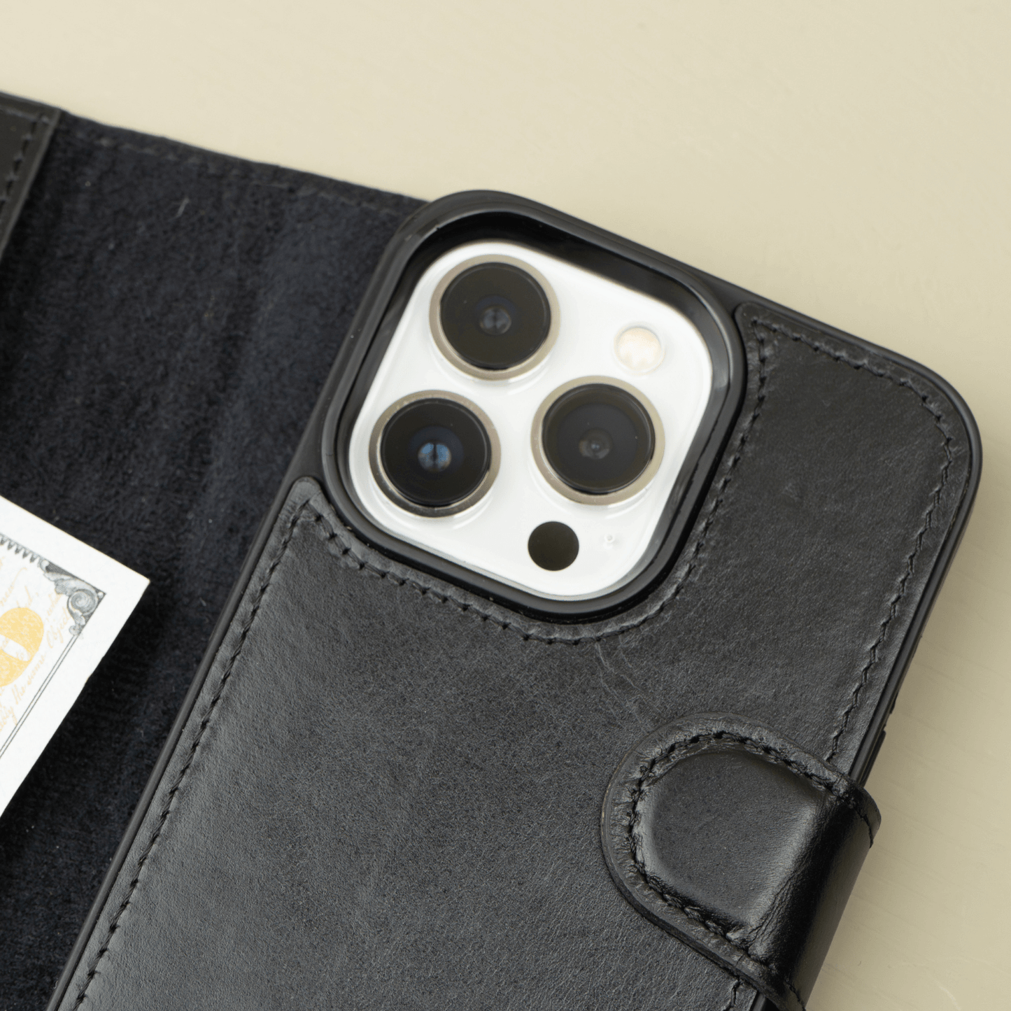 iPhone 16 Series Black Leather Wallet Case - New York